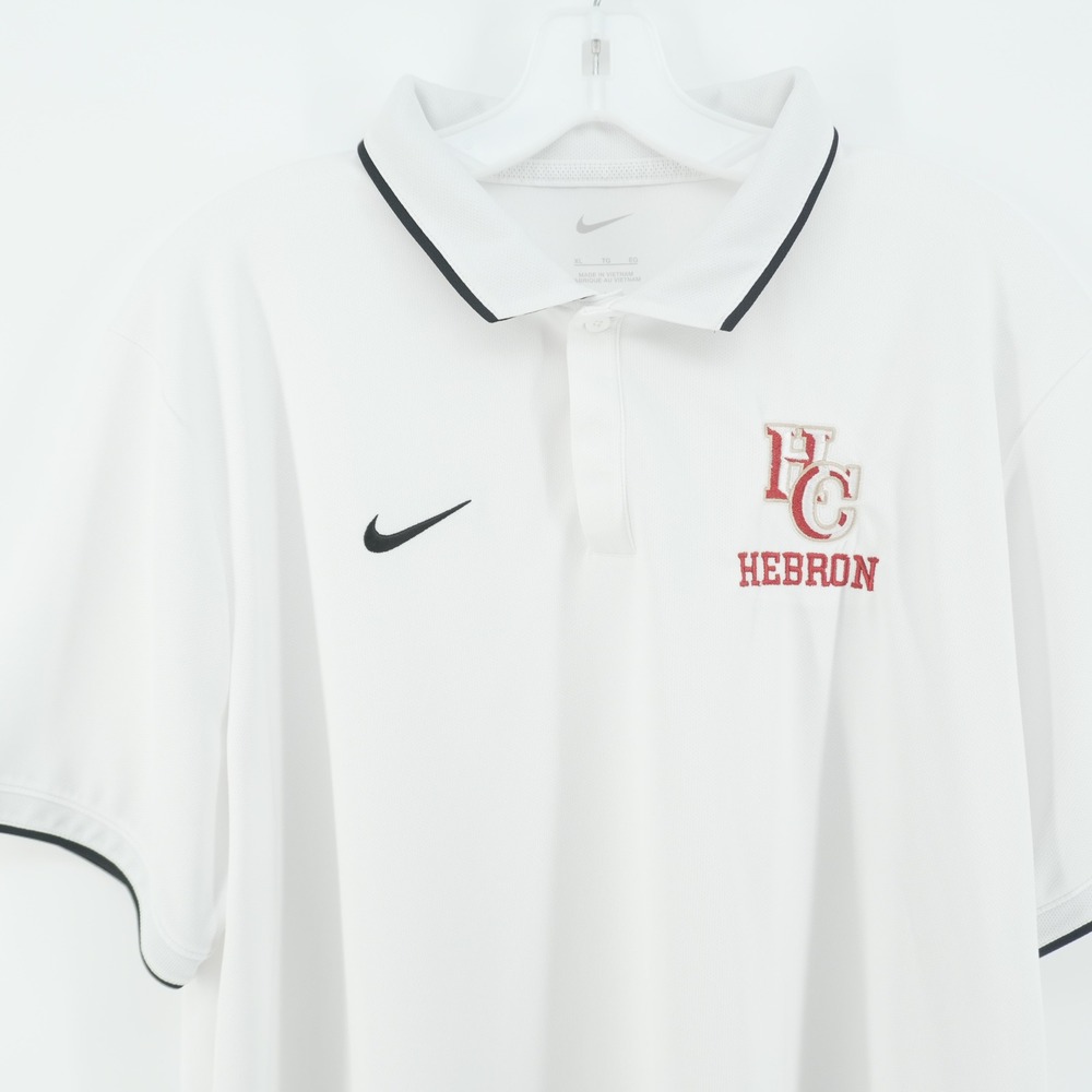 Nike Polo Shirt Mens XL White Hebron HC Embroidered Dri-FIT Short Sleeve